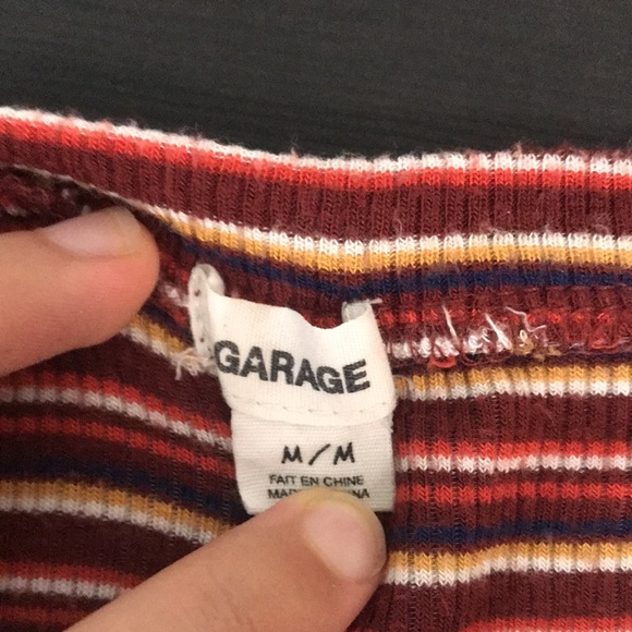 Ribbed garage striped tee with front knot - Picture 2 of 3